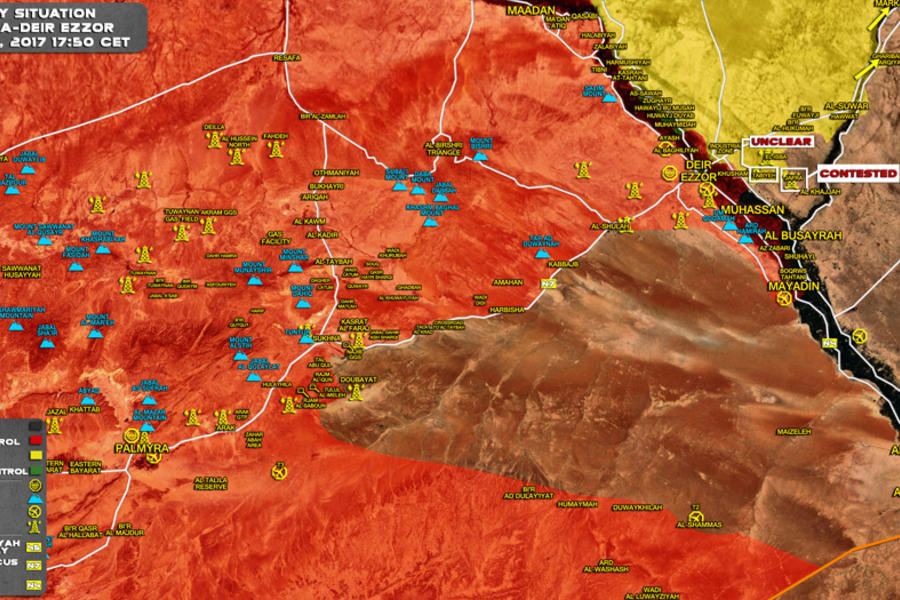 Prov. de Homs / Deir Ezzor | Octubre 19, 2017 – Situación en la ruta Palmira-Deir Ezzor (Mapa SouthFront).