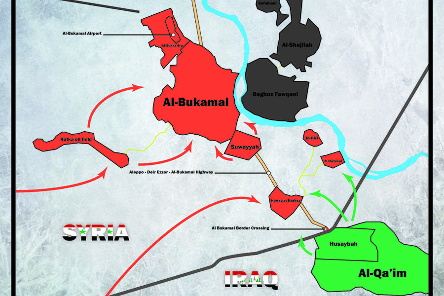 Ciudad de Bukamal - Prov. de Deir Ezzor | Noviembre 9, 2017 – Liberación de la ciudad por parte del EAS, estrategia de la operación - (Mapa SouthFront).  