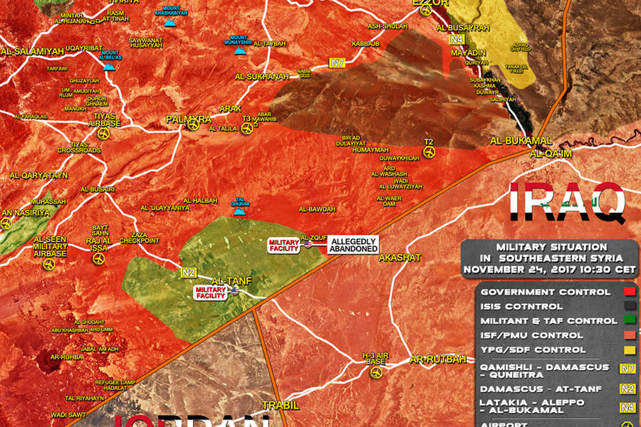 Sudeste de Siria |  Noviembre 24, 2017 - (Mapa SouthFront). 