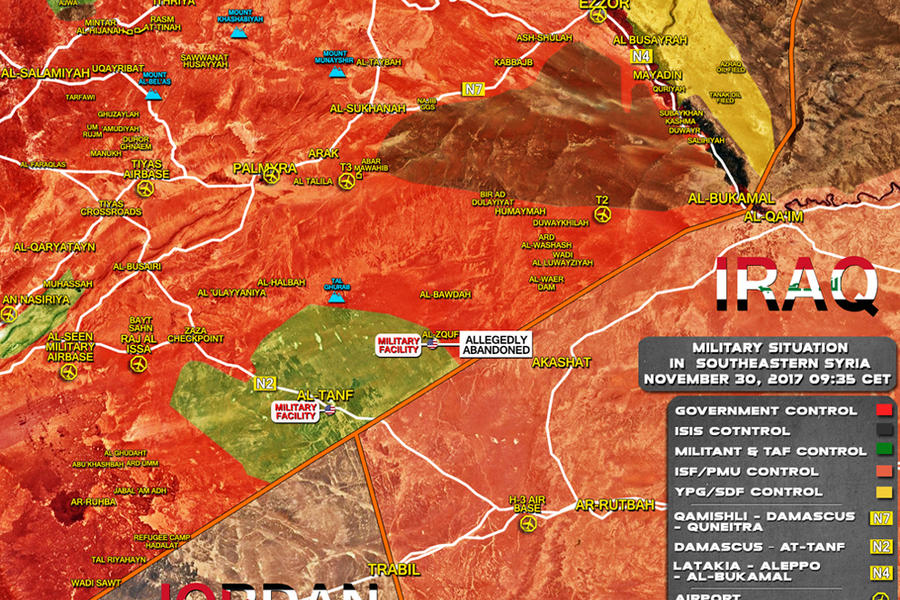 Sudeste de Siria |  Noviembre 30, 2017 - (Mapa SouthFront). 