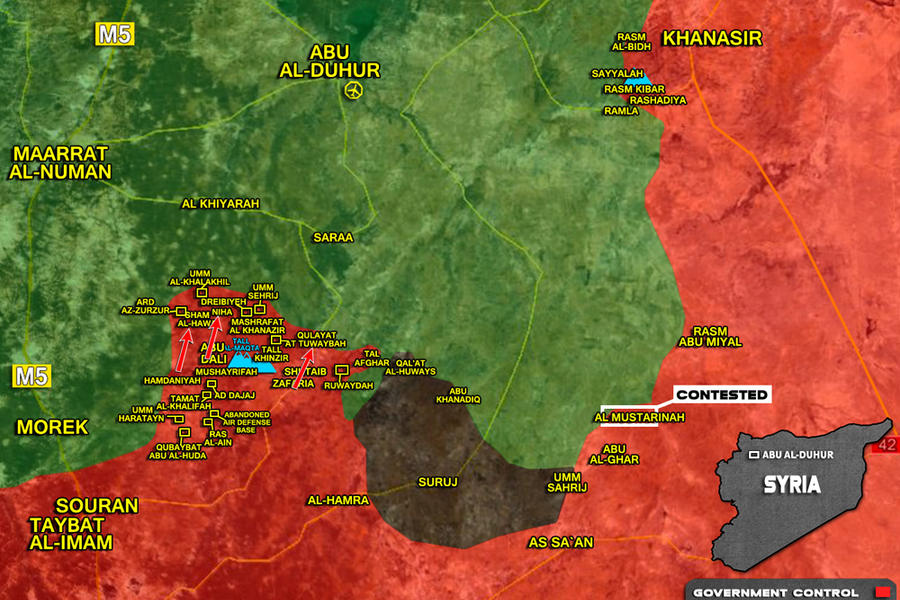 Cantón de Idleb (Sur) lindante con provincias de Hama y Alepo |  Enero 4, 2018 – Avances de la semana en la operación hacia Abu Al Duhur - (Mapa SouthFront). 