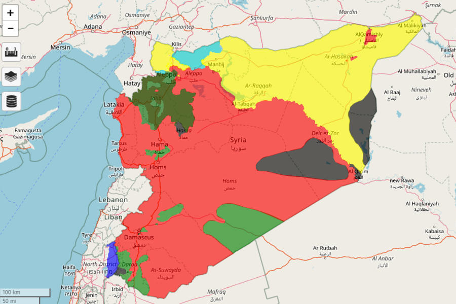 Situación bélica en Siria |  Enero 5, 2018 - (Mapa Syriancivilwarmap).