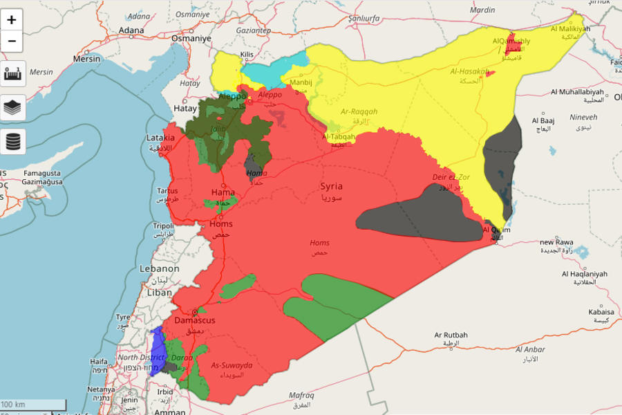 Situación bélica en Siria |  Enero 12, 2018 - (Mapa Syriancivilwarmap).