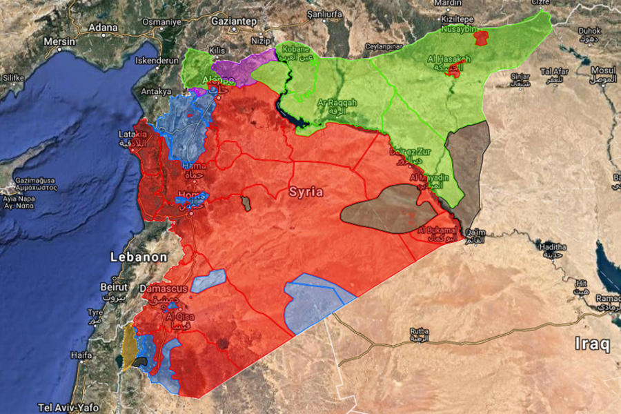 Situación bélica en Siria |  Febrero 16, 2018 - (Mapa: Centro de Información Militar | Siria).