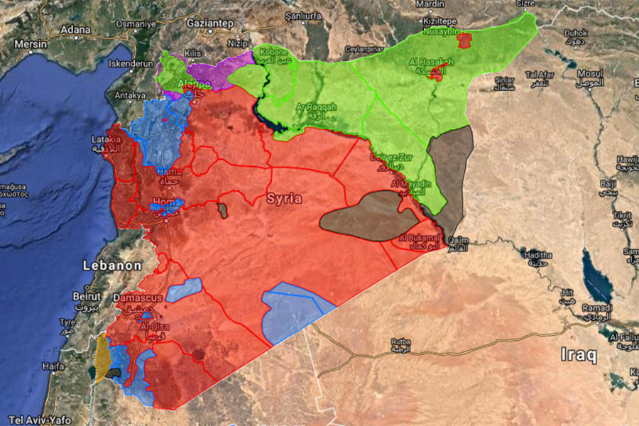 Situación bélica en Siria |  Febrero 23, 2018 - (Mapa: Centro de Información Militar | Siria).