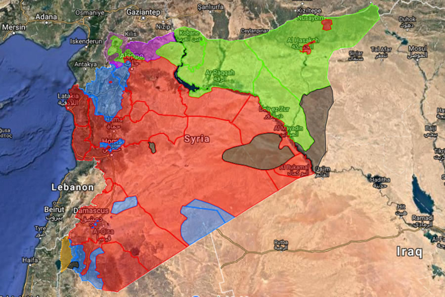 Situación bélica en Siria |  Marzo 16, 2018 - (Mapa: Centro de Información Militar | Siria).