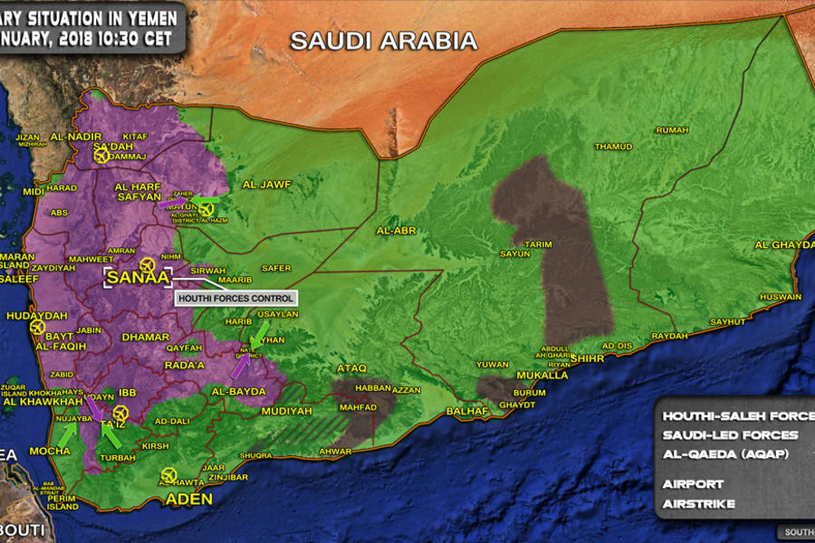 Situación bélica en Yemen | Enero 29, 2018 - (Mapa SouthFront).