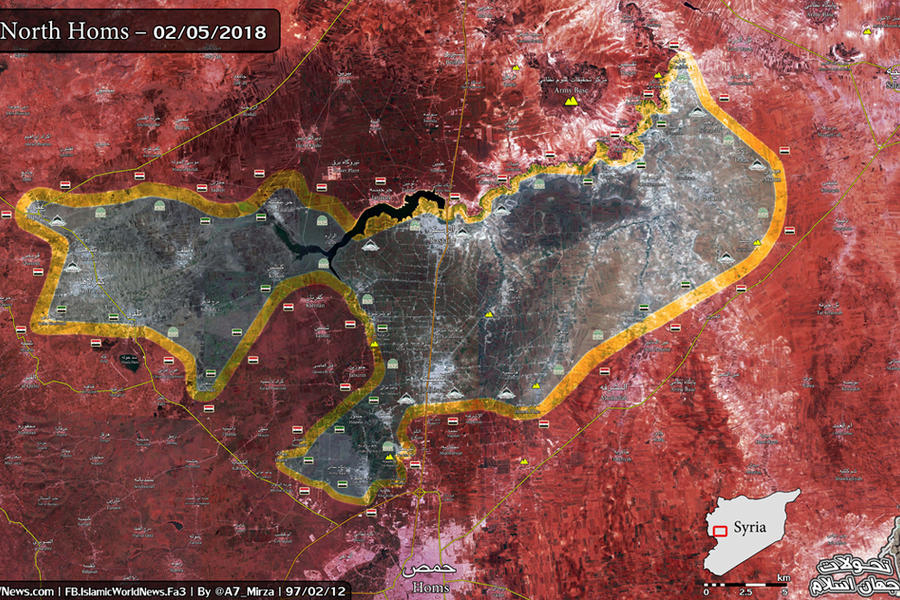 Provincia de Homs | Mayo 2, 2018 – Situación en el cantón de Rastan (Mapa ISWN).