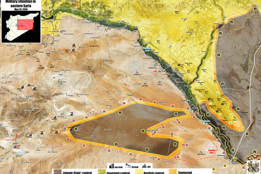Sudeste de Siria | Mayo 10, 2018 – Situación tras ultimo avance leal sobre DAESH - (Mapa @PetoLucem). 