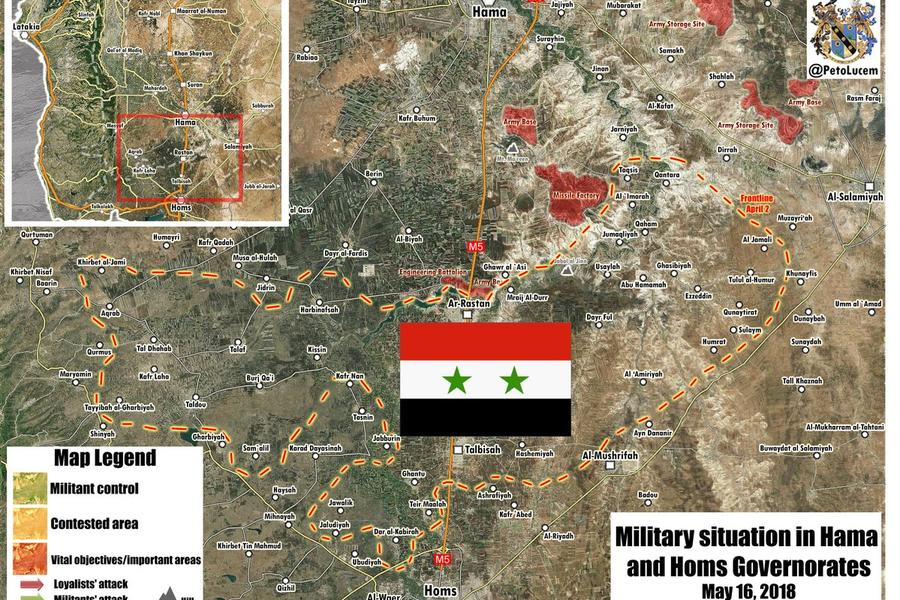 Provincia de Homs | Mayo 16, 2018 – Cantón de Rastan liberado (Mapa @PetoLucem).