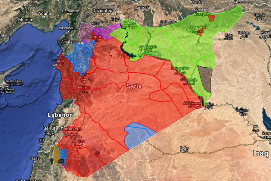 Situación bélica en Siria |  Julio 13, 2018 (Mapa: Centro de Información Militar | Siria)