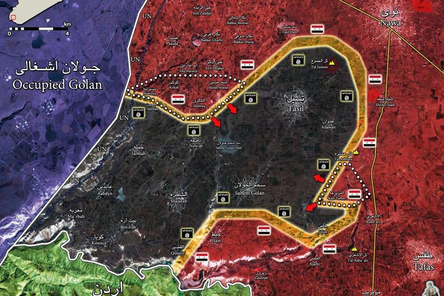 Frente Sur | Julio 26, 2018 – Provincia de Deraa, avance sirio sobre DAESH (Mapa ISWNews)