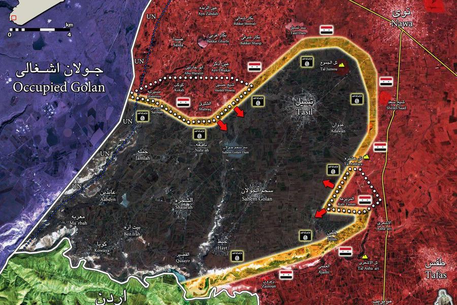 Frente Sur | Julio 26, 2018 – Provincia de Deraa, avance sirio sobre DAESH (Mapa ISWNews)