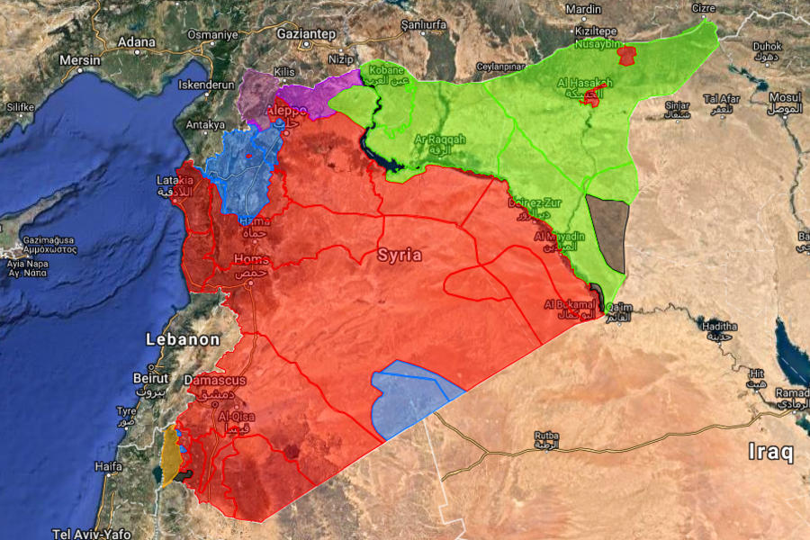 Situación bélica en Siria |  Julio 27, 2018 (Mapa: Centro de Información Militar | Siria)