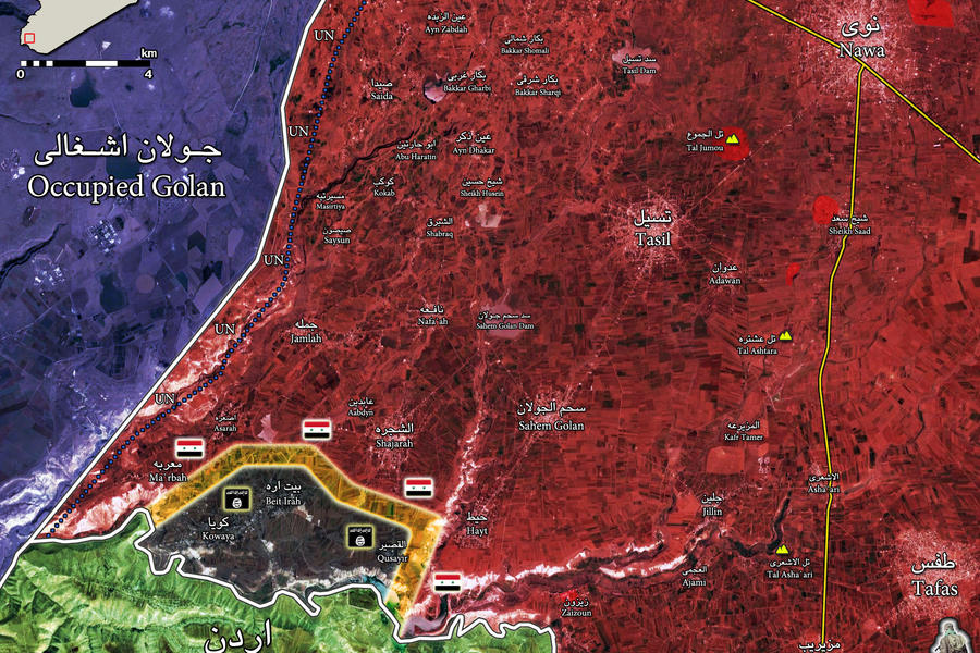 Frente Sur | Julio 30, 2018 – Provincia de Deraa, avance sirio sobre DAESH (Mapa ISWNews)