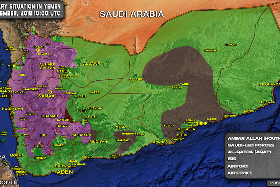 Situación bélica en Yemen | Diciembre 5, 2018 (Mapa SouthFront)