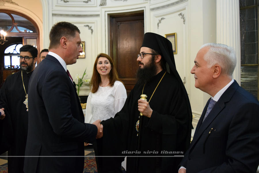 Monseñor Santiago y el Jefe de Misión Maher Mahfouz reciben al Sr. Embajador de Rusia, Dmitry Feoktistov