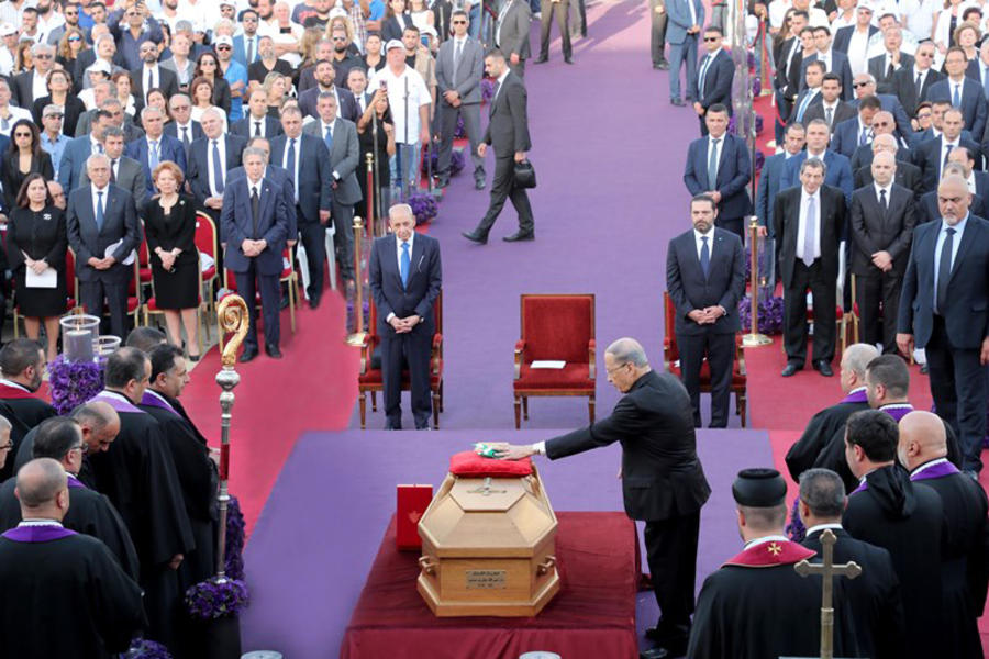 Funeral del Cardenal y ex Patriarca Maronita del Líbano, Nasrallah Boutros Sfeir, en presencia del presidente Aoun, el premier Hariri y el vocero Berri |  Bkerki, Mayo 16, 2019 (Foto NNA) 