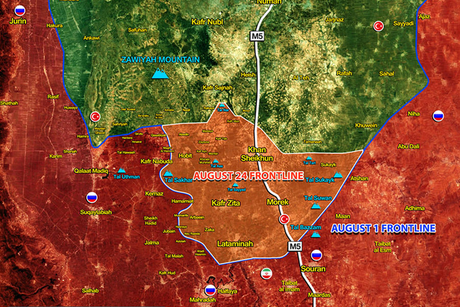 Cantón de Idleb | Agosto 24, 2019 – Situación tras último avance sirio en el norte de Hama / sur de Idleb - (Mapa SouthFront)