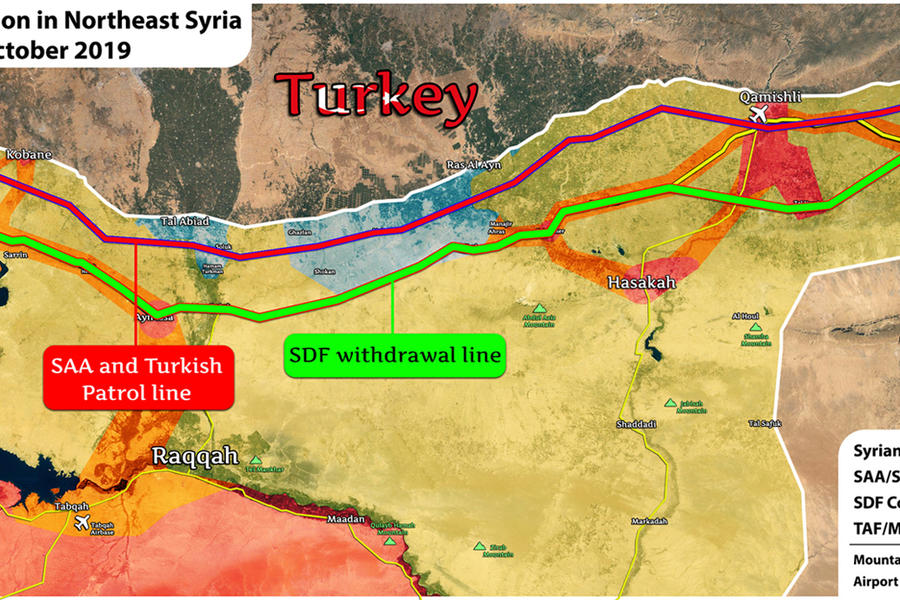 Situación en el noreste sirio y detalles del acuerdo ruso-turco | Octubre 22, 2019 (Mapa AMN)