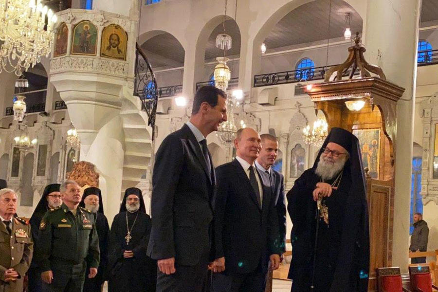 Presidentes Asad y Putin se reúnen con el Patriarca de Antioquía y todo Oriente, Juan X Yazigi  |  Damasco, Enero 7, 2020