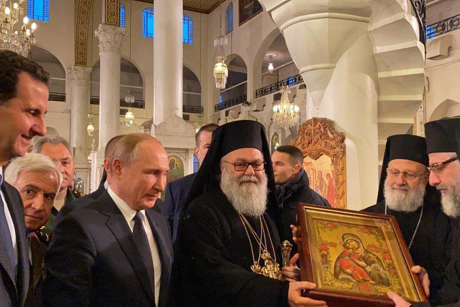 Presidente Vladimir Putin visita la Catedral Mariamita y obsequia un icono de la Virgen María  |  Damasco, Enero 7, 2020
