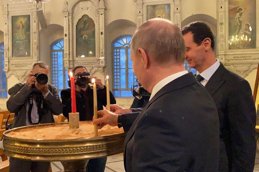 Presidentes Asad y Putin encienden velas por la paz en Siria |  Damasco, Enero 7, 2020
