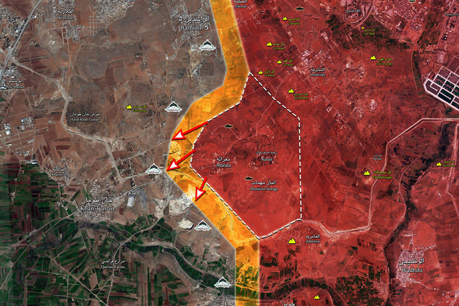 Avances del EAS al oeste de la ciudad de Alepo | Enero 28, 2020 (Mapa ISWN)