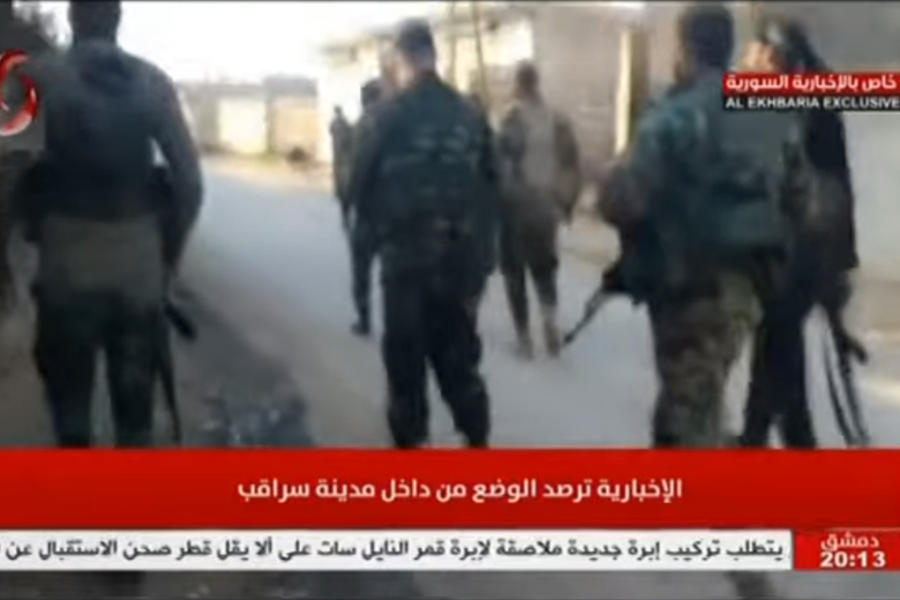 Unidades del EAS ingresan a Saraqib | Febrero 6,2020 (imagen video reporte Canal Al Ekhbaria)