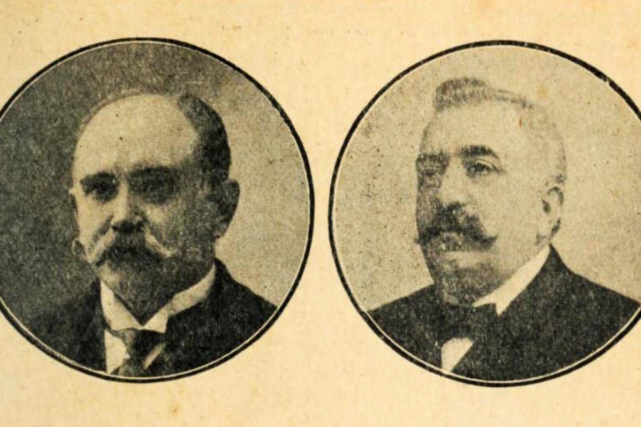José María Carrera (izq) y Ramón Leiguarda (der). Ambos médicos y españoles, fueron fundadores, junto con Pedro Carrasco, del Palacio Árabe.