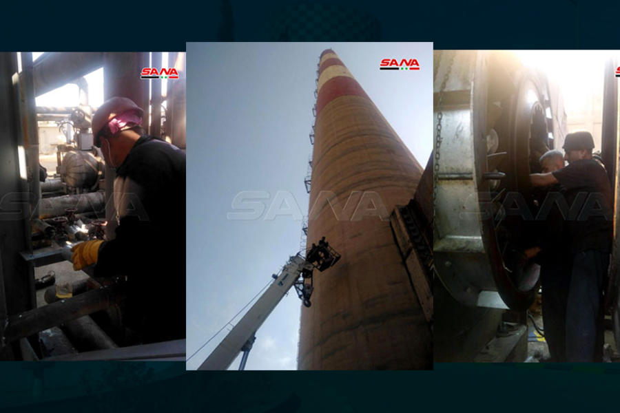 Técnicos sirios efectúan mantenimiento de Planta Eléctrica Al-Zara (Fotos: SANA)