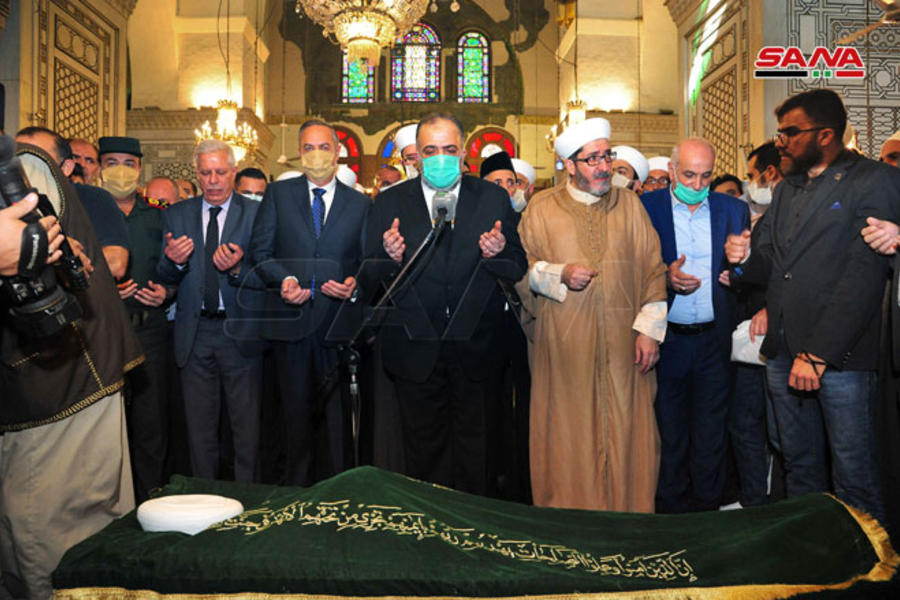 Ceremonia funeraria del Mufti de Damasco y la provincia, en la gran Mezquita Omeya (Foto: SANA)