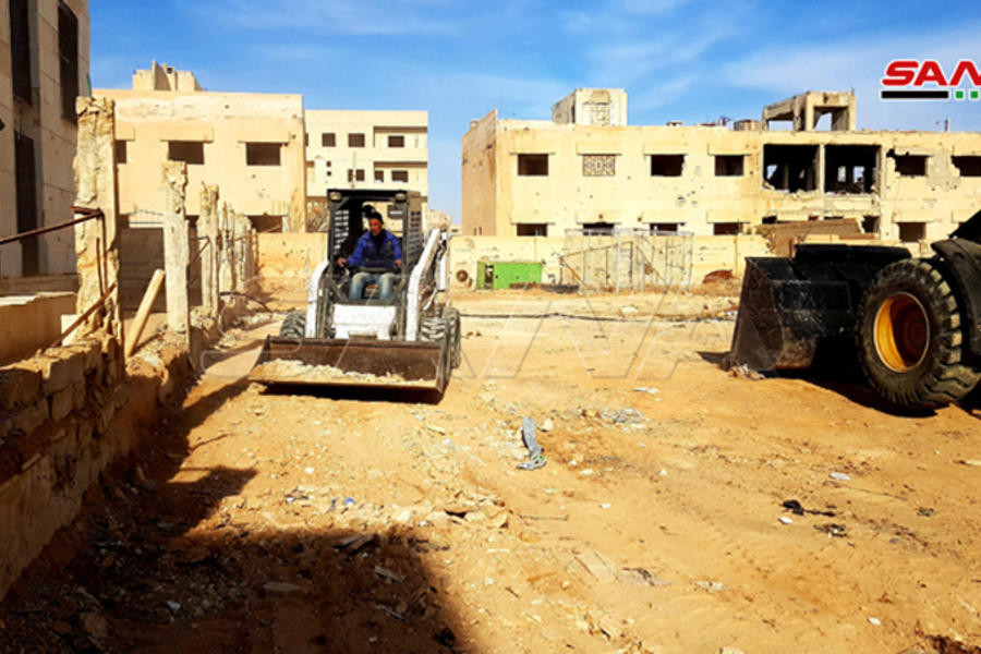 Tareas de remoción de escombros en el casco urbano de la ciudad siria de Palmira (Fotos: SANA)