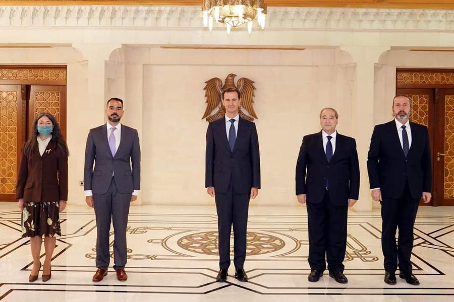 El Embajador Sebastián Zavalla presentó credenciales al presidente Bashar Al Asad | Damasco - Abril 11, 2021  (Foto: Presidencia Siria)