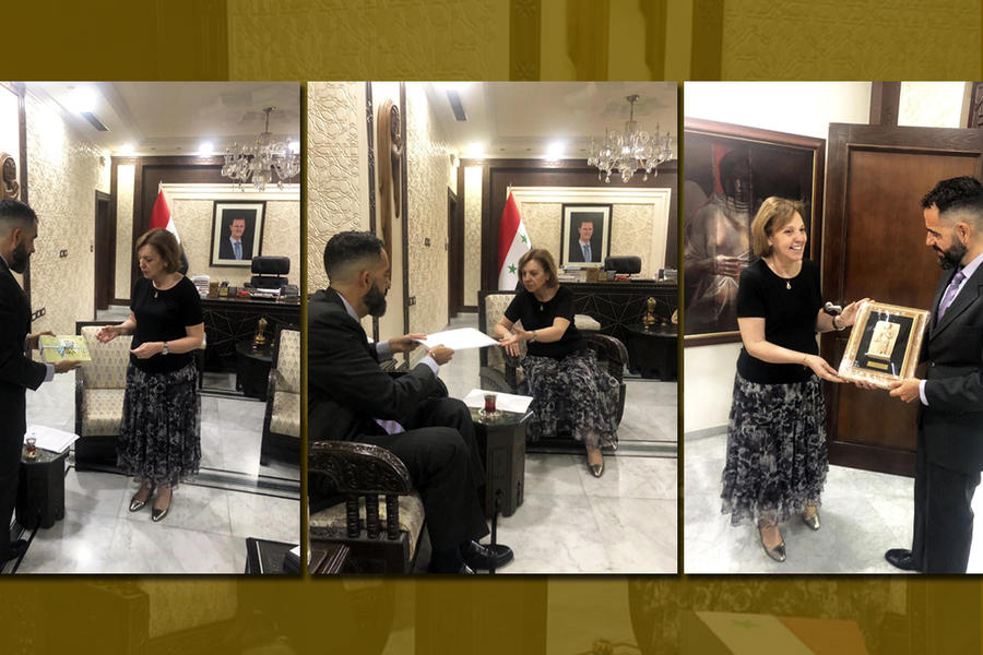 Reunión del Embajador Sebastián Zavalla con la Ministra de Cultura, Dra. Lubana Mushawah (Fotos: Embajada Argentina en Siria)