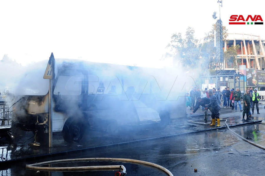 Damasco: Ataque terrorista en bus militar (Foto: SANA)