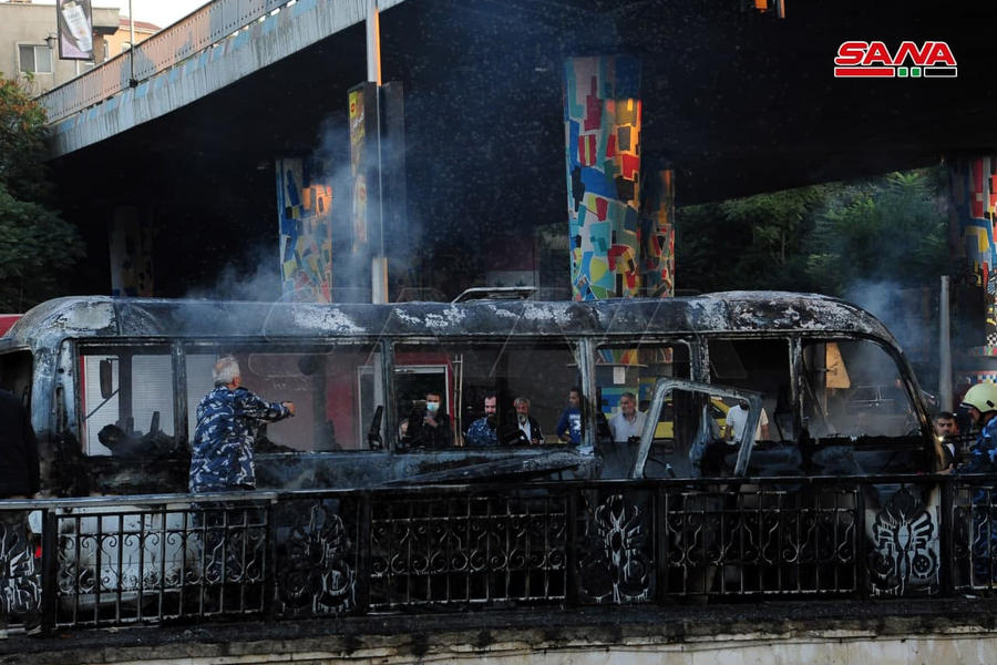 Damasco: Ataque terrorista en bus militar (Foto: SANA)