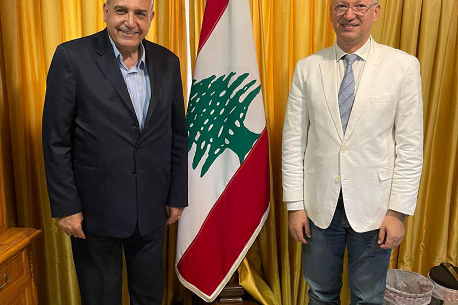 El Embajador de Siria, Dr. Sami Salameh, fue recibido por el Embajador de Líbano en Paraguay, Dr. Hassan Hijazi | Abril 27, 2022 (Foto: Embajada del Líbano en Paraguay)