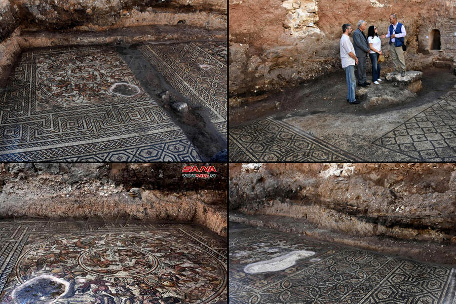 Descubren en Rastan, Provincia de Homs (Siria), un gran panel de mosaicos romano del S. IV (Fotos: SANA)