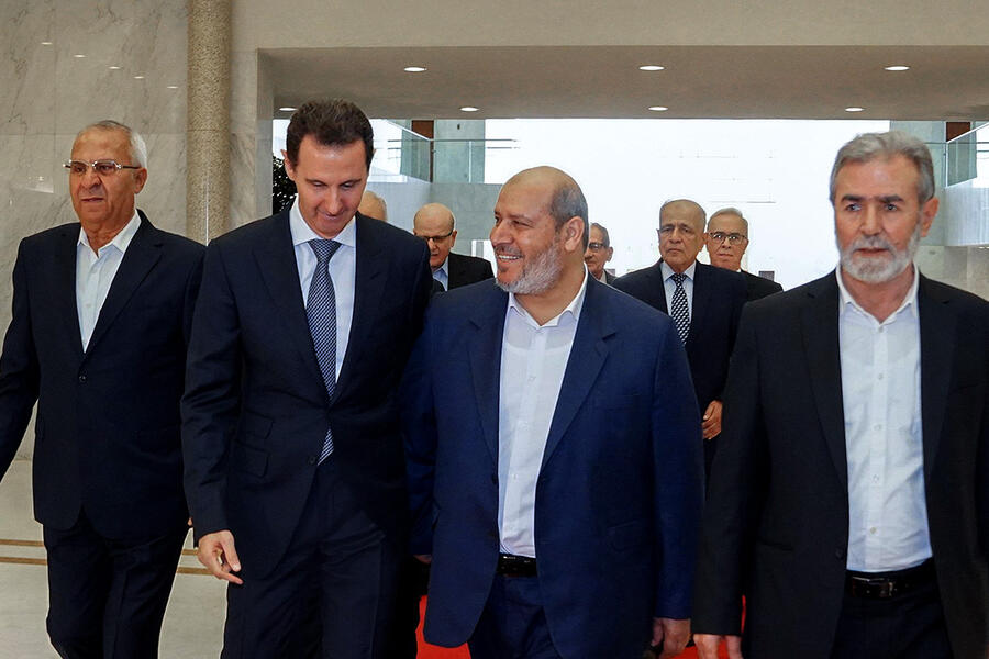 El presidente Bashar al-Asad recibió a los representantes de las agrupaciones palestinas en el Palacio Presidencial | Damasco, Octubre 19, 2022 (Foto: Presidencia Siria)