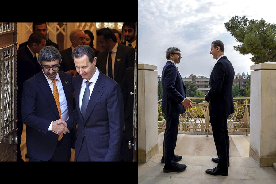 Encuentro entre el presidente Bashar al-Asad y el Jeque Abdallah bin Zayed Al Nahyan, Ministro de Relaciones Exteriores de los Emiratos Árabes Unidos | Damasco, Enero 4, 2023 (Fotos: Presidencia Siria)