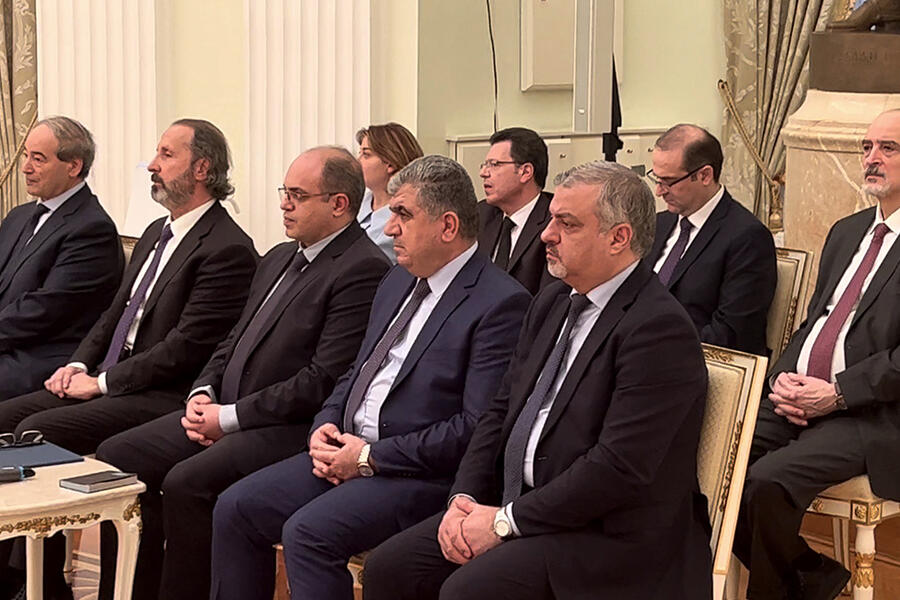 Delegación de altos funcionarios sirios integrando la reunión ampliada de los presidentes Asad y Putin | Moscú, Marzo 15, 2023 (Foto: Presidencia Siria)