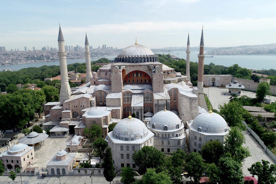 Vista aérea de Hagia Sophia, en Estambul, Turquía. Junio 6, 2020 (Foto: Lokman Akkaya/Anadolu)
