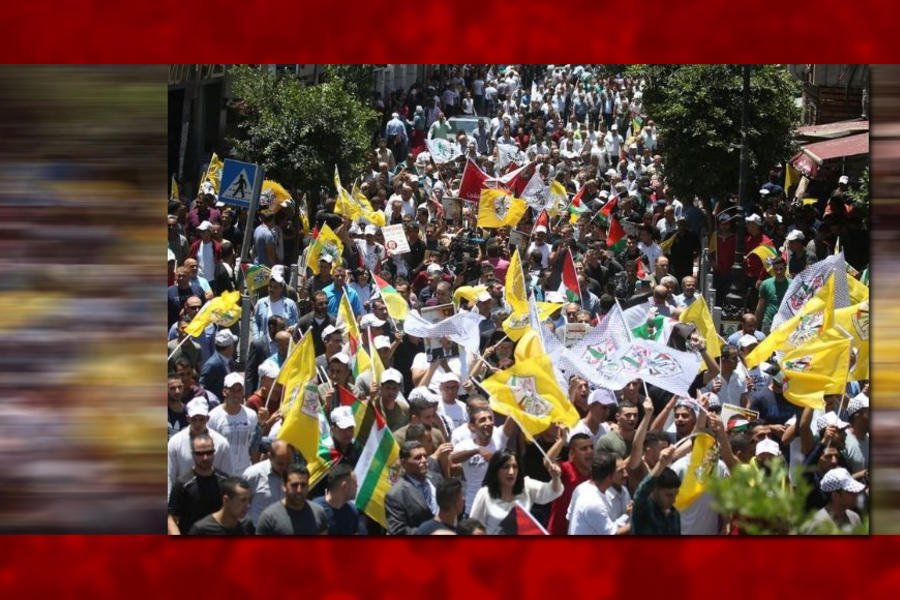 Manifestantes palestinos organizan marchan contra el "Trato del siglo", planeado por Estados Unidos (Foto: vía Twitter)