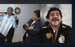 Izq.: El ex Presidente Néstor Kirchner junto a Diego Maradona (Foto: Presidencia de la Nación Argentina / Wikimedia Commons) | Der.: Diego Maradona (Foto: Doha Stadium Plus Qatar - Creative Commons)