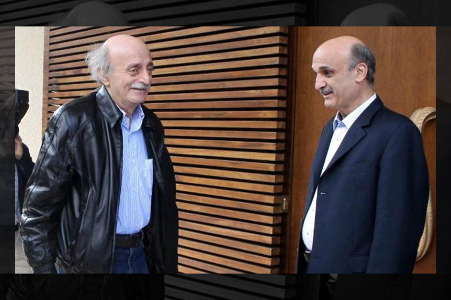 Izq.: Walid Yumblatt, líder del Partido Socialista Progresista (PSP)  |  Der.: Samir Geagea, líder del partido Fuerzas Libanesas (FL) 