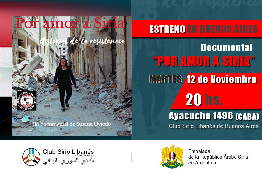 “Por Amor a Siria” se estrena en Buenos Aires