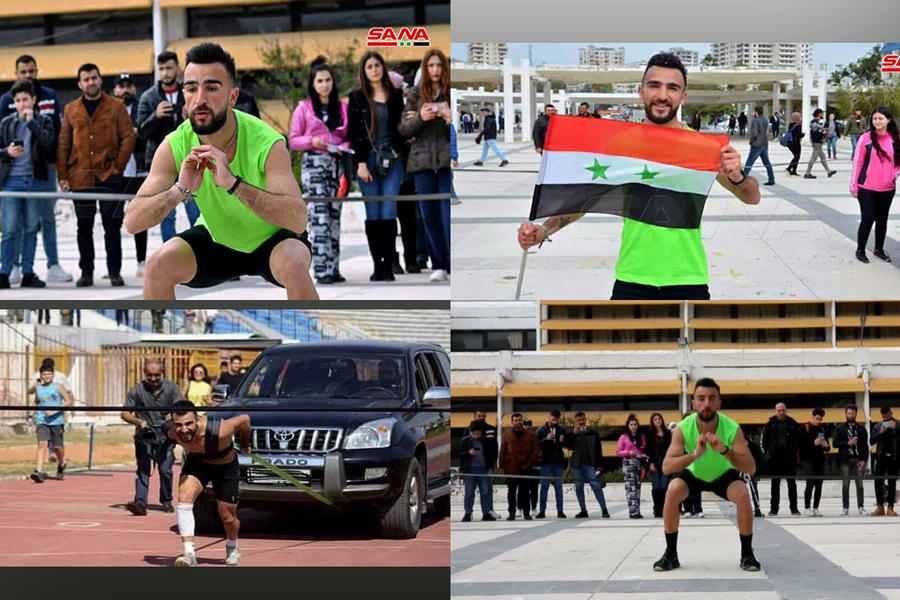 Yazan Saleh logra récord Guinness de sentadillas y récord de fuerza (Fotos: SANA / Redes)