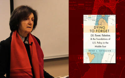 A la izq. la autora, Irene L. Gendzier y a la derecha su obra: “Muriendo por olvidar: petróleo, poder, Palestina y los fundamentos de la política de EEUU en el Medio Oriente” (Columbia University Press, N. York, 2015) A la izq. la autora, Irene L. Gendzier y a la derecha su obra: “Muriendo por olvidar: petróleo, poder, Palestina y los fundamentos de la política de EEUU en el Medio Oriente” (Columbia University Press, N. York, 2015)