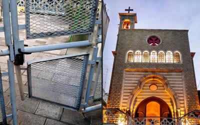 A la izquierda el detalle de la reja perimetral violentada por los atracadores A la izquierda el detalle de la reja perimetral violentada por los atracadores